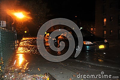 Flooded cars, caused by Hurricane Sandy, NY