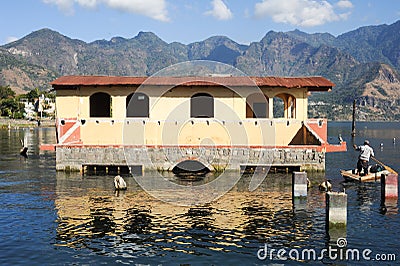 Flooded house at San Pedro on lake Atitlan