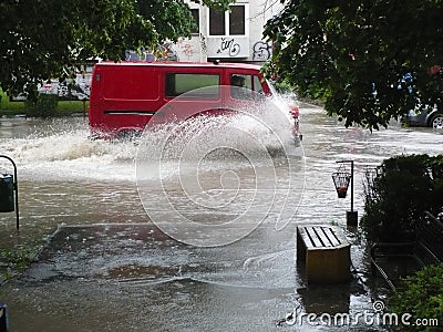 Flooded the streets of the city Lukavac