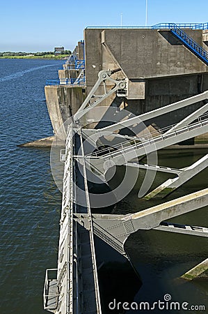 Floodgates of the dam Haringvlietdam, a Delta work
