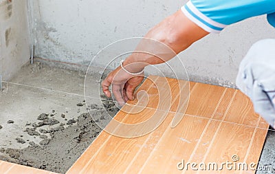 Floor tile installation for house building