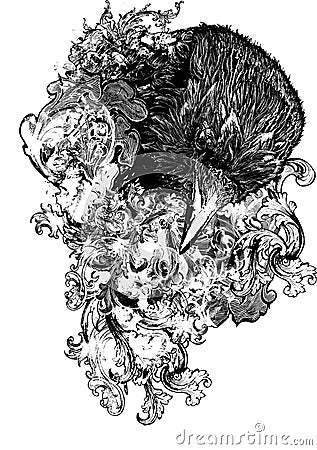 Floral Crow Illustration Stock Image - Image: 10867241