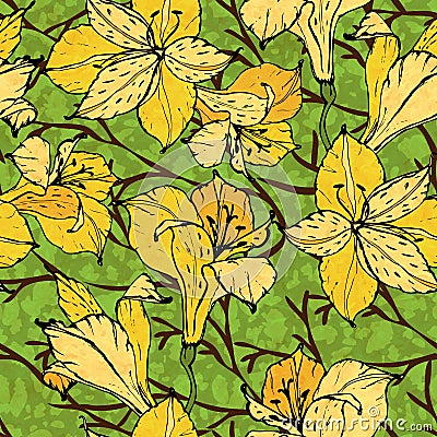 Floral seamless background with yellow flowers