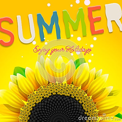 Floral summer background with sunflower