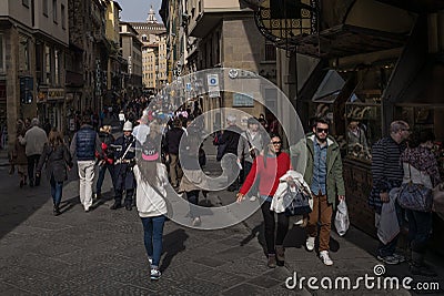 Florence, Italy tourists on Porte Vecchio