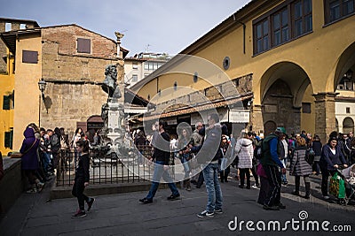 Florence, Italy tourists on Porte Vecchio