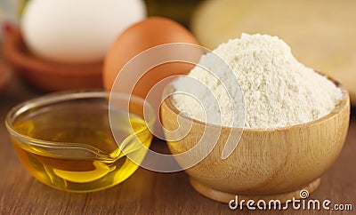 Flour with eggs and cooking oil