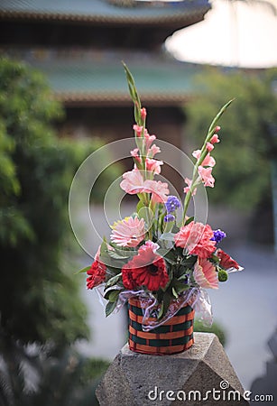 Flower basket in temple