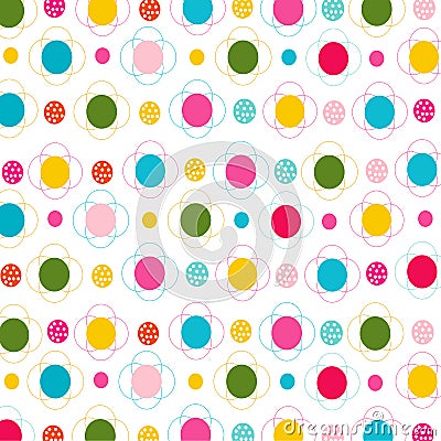 Flowers and dots seamless pattern