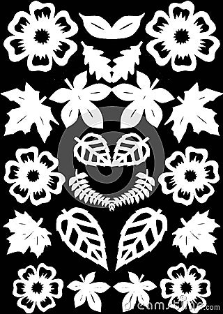 Flowers and leafs pattern. Paper cutting.