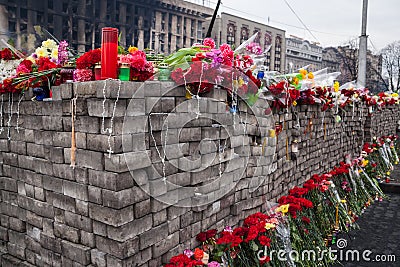 Flowers in memory of murdered on Euromaidan