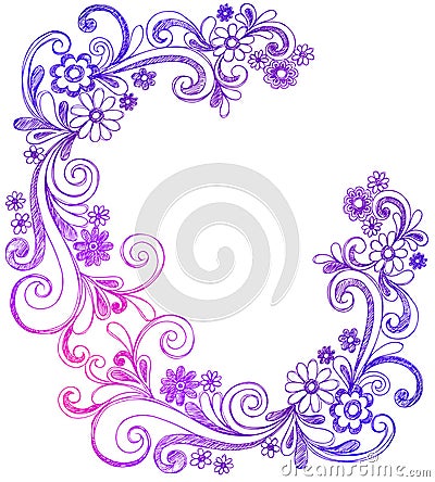 Free Vector Download on Flowers And Swirls Doodle Vector Border Royalty Free Stock Photos