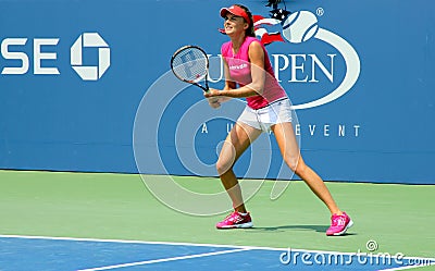 Professional tennis player Daniela Hantuchova practices for US Open