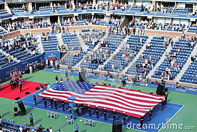 The opening ceremony of US Open men final match at Billie Jean King National Tennis Center