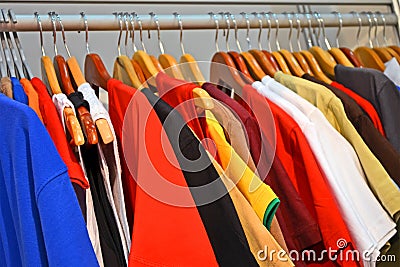 Shirt line diversity in cloak-room, fashion industry,