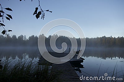 Fog over lake in Finland