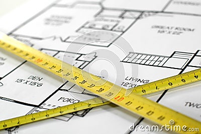 Folding rules and house architectural plan