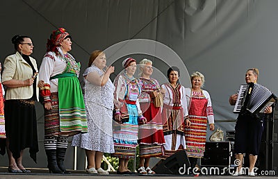 Folklore group of women in a national Mordovian dress