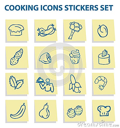 Food and Cook icons stickers set