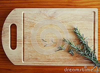 Food image :Rosemary on the cutting board