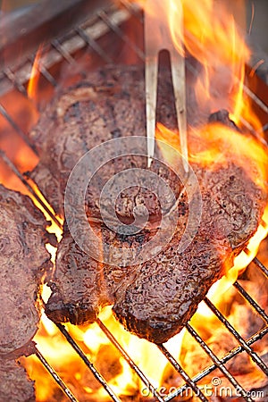 Food meat - rib eye beef steak on party summer barbecue