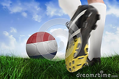 Football boot kicking netherlands ball