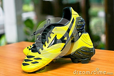 Football boots. Soccer boots, yellow color