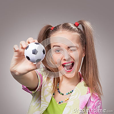 Football fan beautiful young girl