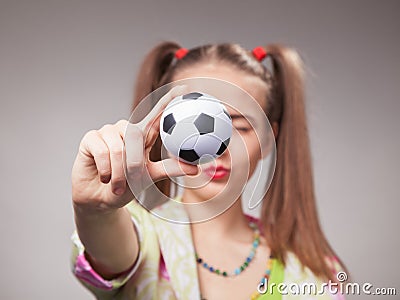 Football fan beautiful young girl