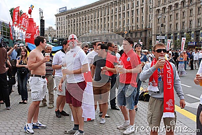 Football fans from England have fun