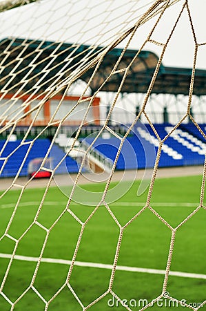 Football goal, net, close-up