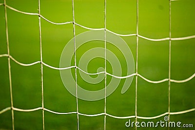 Football goal net close up