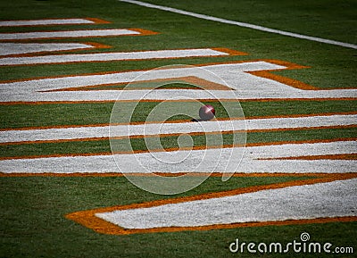 Football in Miami Dolphin s End Zone