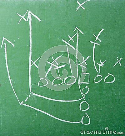 Football Play Diagram on Chalkboard