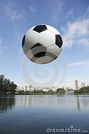 Football Soccer Ball Sao Paulo Brazil Skyline Park