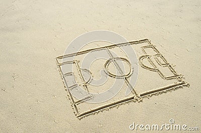 Football Soccer Pitch Line Drawing in Sand