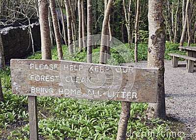 Forest Trail Litter Sign