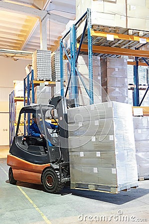 Forklift loader at a warehouse
