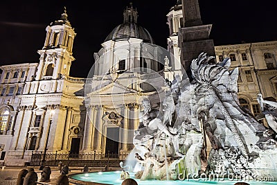 Fountain of four rivers in Piazza Navona, Rome