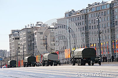 Four cars with artillery equipment