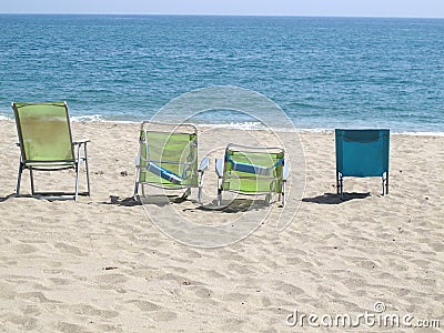 Four deck chairs