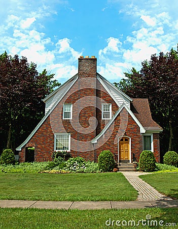 A-frame brick home