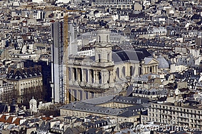 France, Paris; sky city view with church