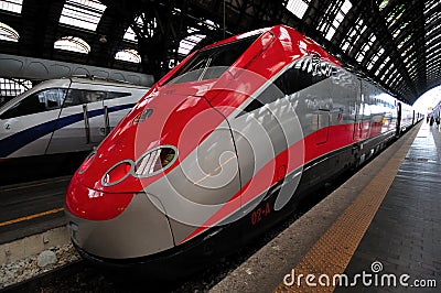 The Freccia Rossa train in Milan station