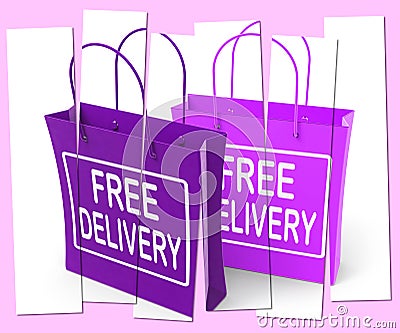 Free Delivery Sign on Shopping Bags Show No Charge To Deliver