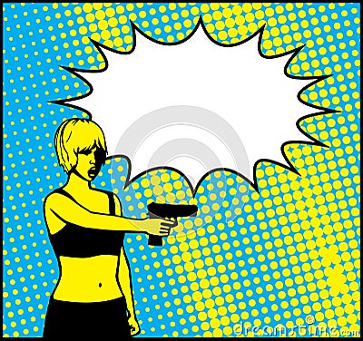 Freeze Girl Holding Gun Pistol Illustration