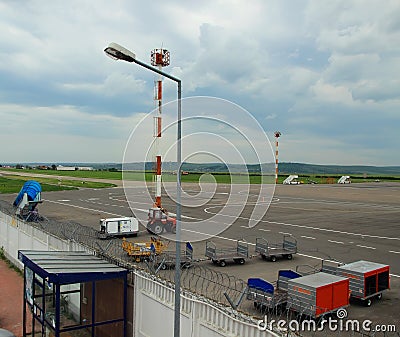 Freight on the landing pad at the Airport, Chisinau, Moldova, May 21, 2014