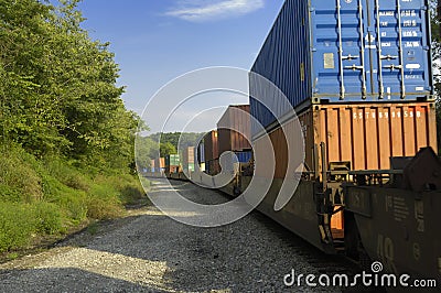 Freight Train Hauls Goods to Market