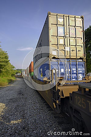 Freight Train Hauls Goods to Market