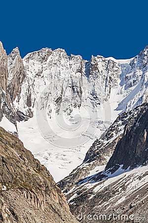French Alps Valley under Mt. Blanc with Mer de Glace - Sea of Ice Glacier